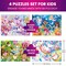 QUOKKA Puzzles for Kids Ages 4-6 - Set of 4x60 Jigsaw Puzzles for Toddlers 3-5 - Unicorn Princess Animals Toys for Children 6-8 yo - Gift Educational Game for Boys & Girls